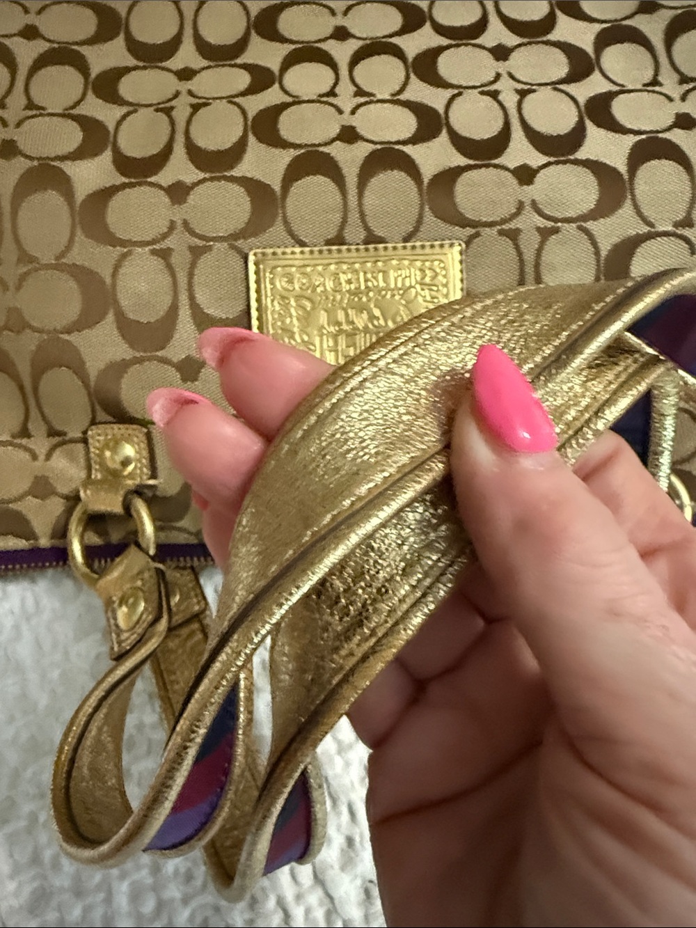 Coach Poppy Tartan Plaid Appliqué Glam Tote - Picture 15 of 16